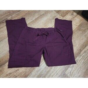 Landau Women Stretch Drawstring Scrub Pants Burgundy Size Petite XS Extra Small